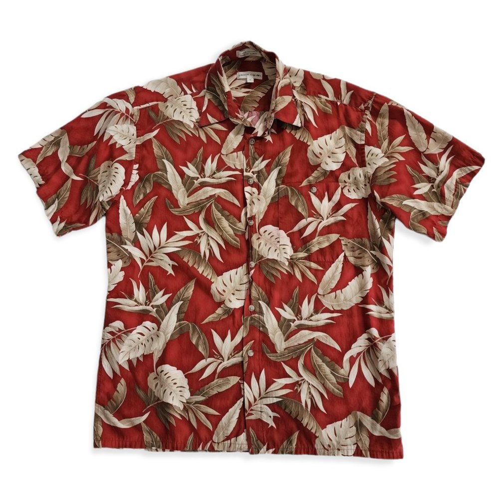 PIERRE CARDIN Tropical Hawaiian Floral Men's Shirt 100% Cotton M